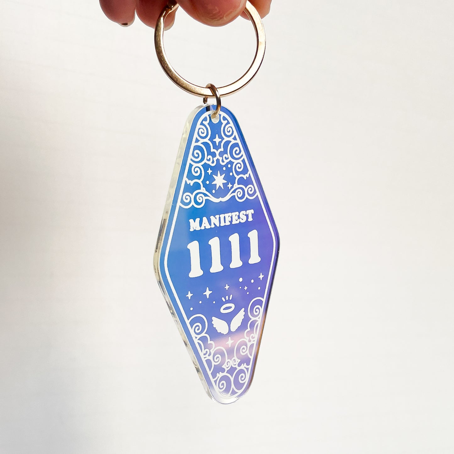 1111 Angel Number Iridescent Motel Keychain