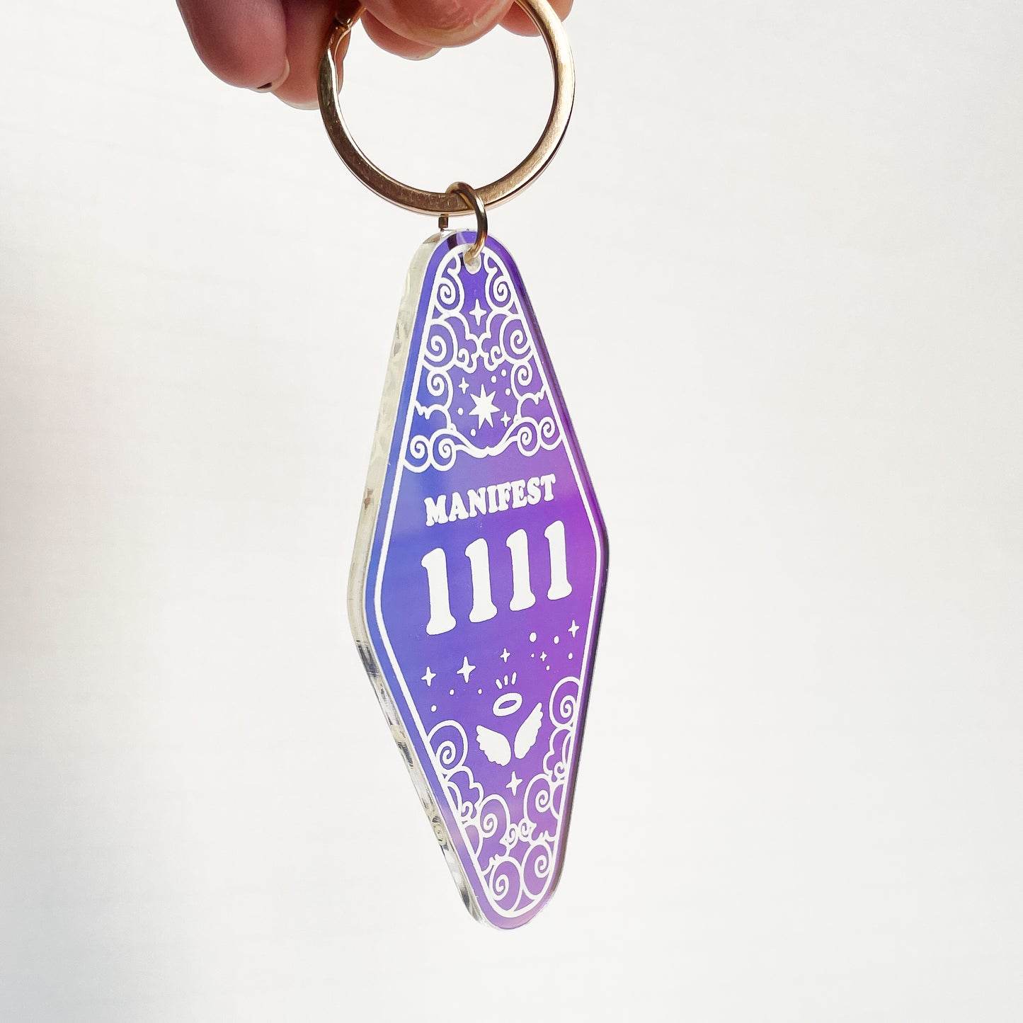 1111 Angel Number Iridescent Motel Keychain