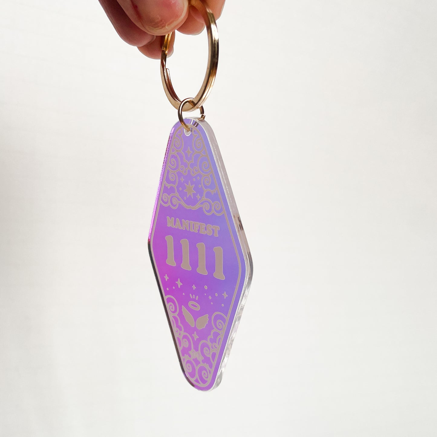 1111 Angel Number Iridescent Motel Keychain