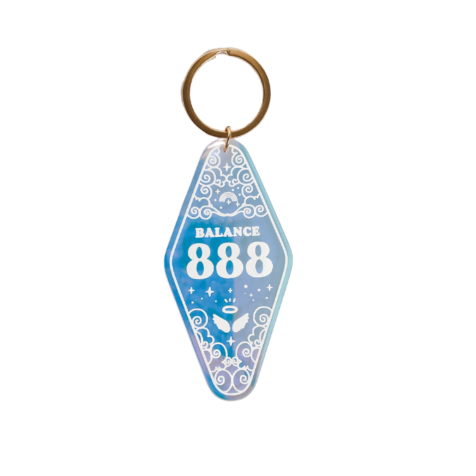 888 Angel Number Iridescent Motel Keychain