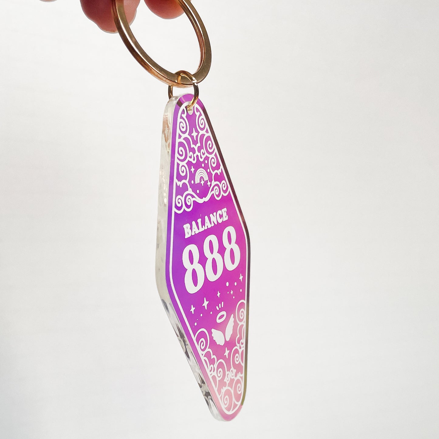 888 Angel Number Iridescent Motel Keychain