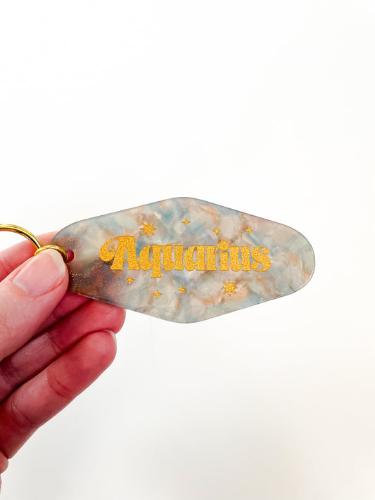 Aquarius Zodiac Motel Keychain