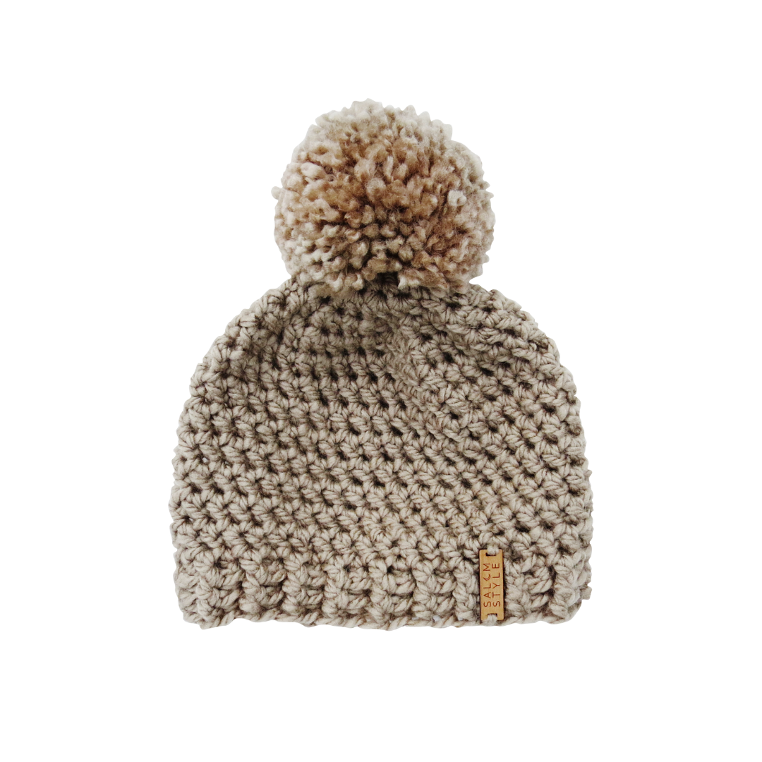 The Winter Island Pom Pom Hat in Beige
