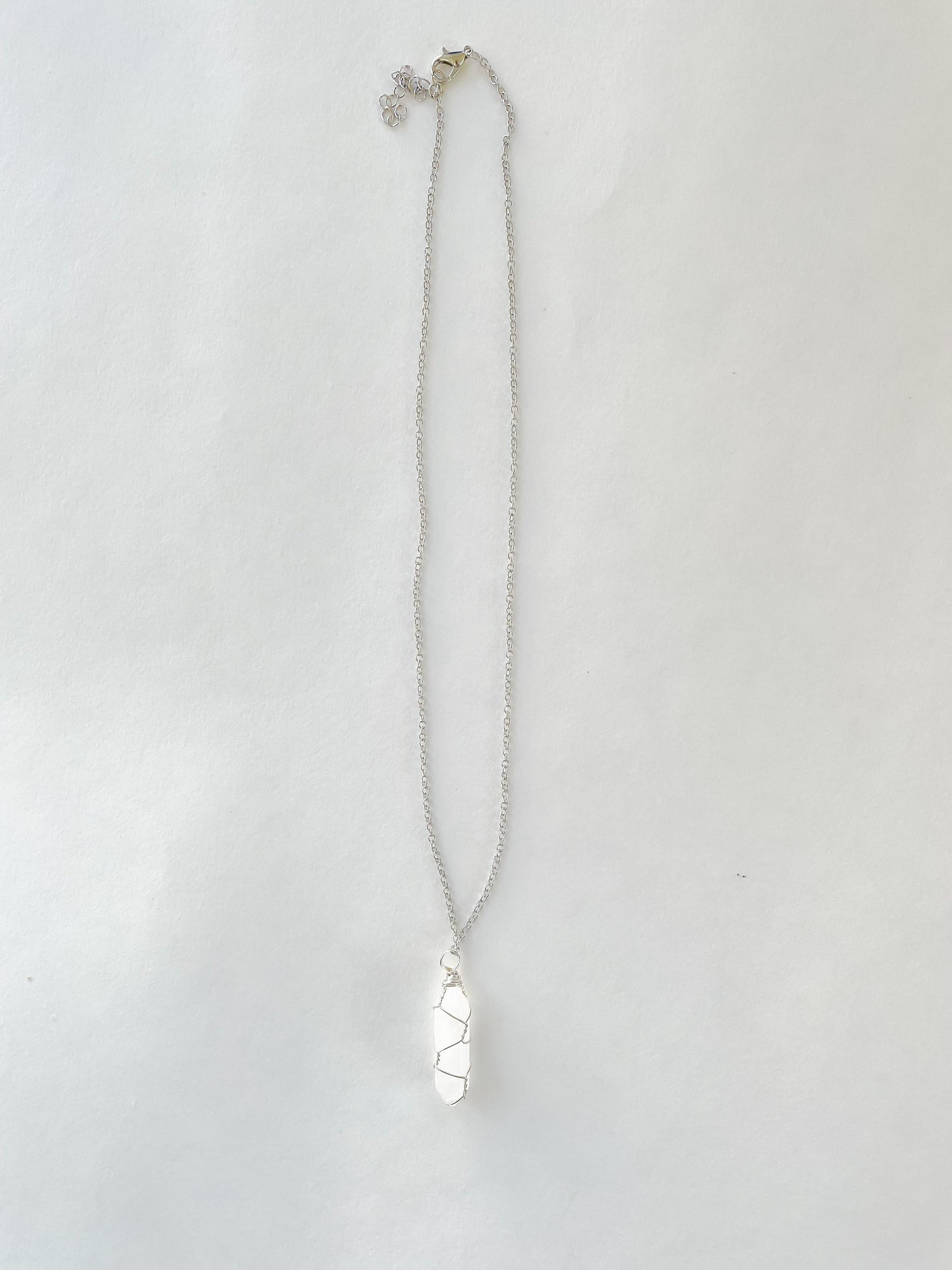 Clear Quartz Crystal Wire Wrapped Necklace