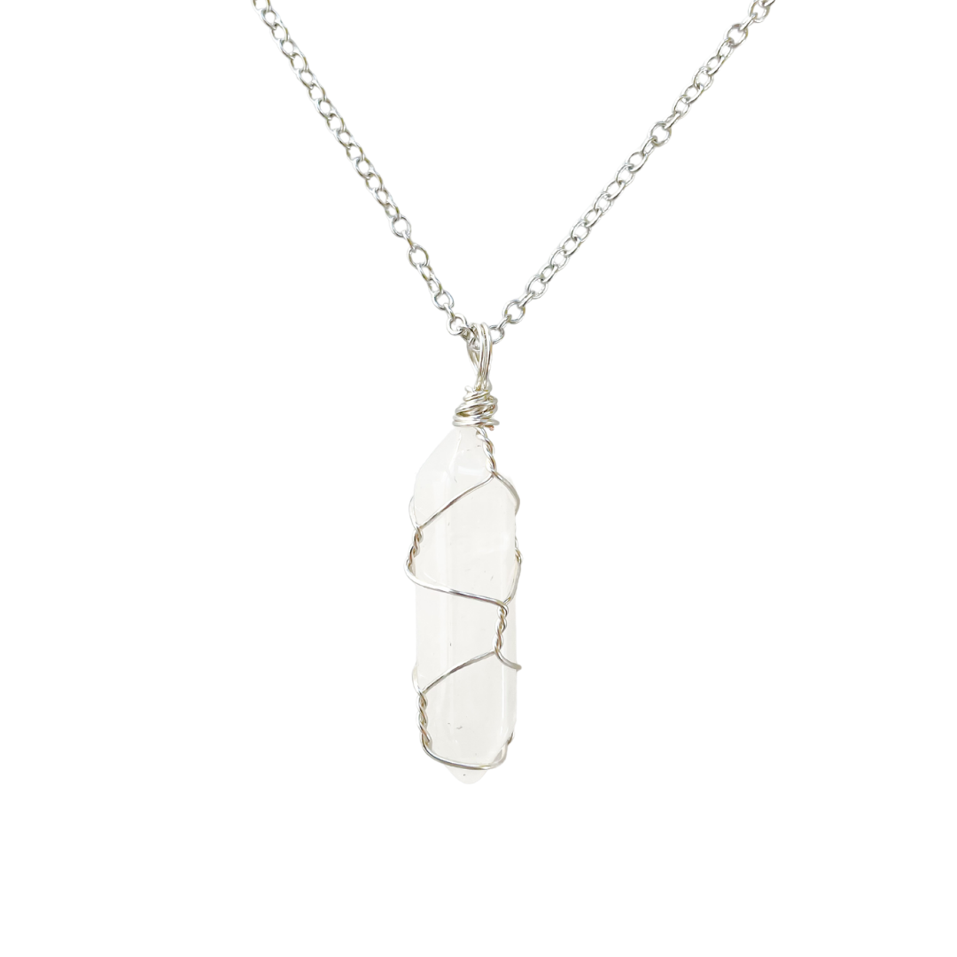 Clear Quartz Crystal Wire Wrapped Necklace