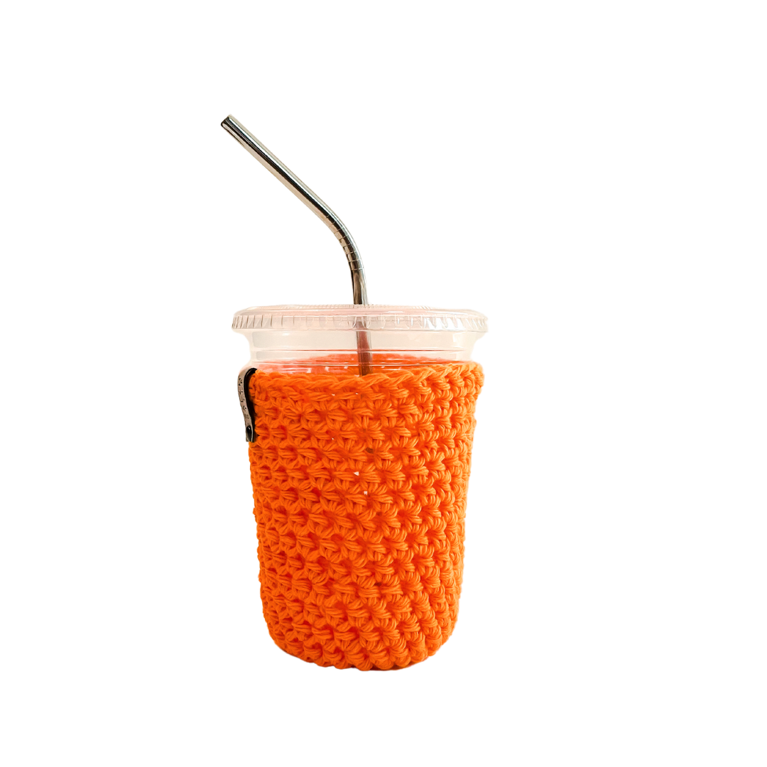 Orange Iced Coffee Cup Cozy