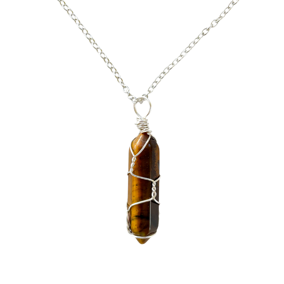 Tigers Eye Crystal Wire Wrapped Necklace Salem Style