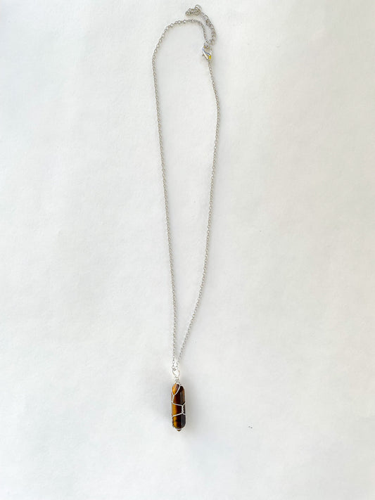 Tigers Eye Crystal Wire Wrapped Necklace