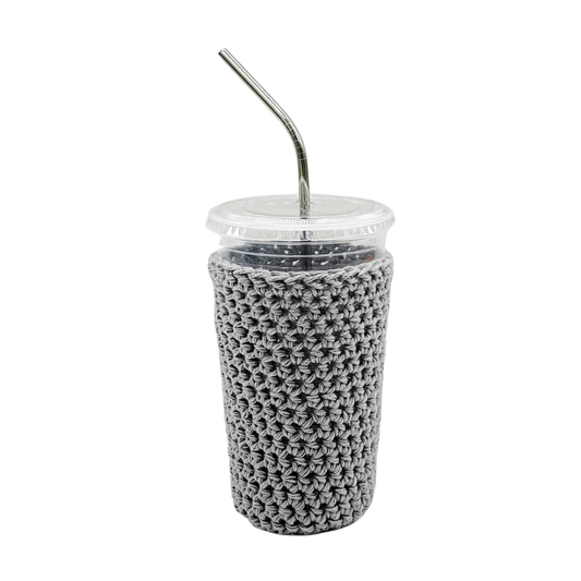 Gray Iced Coffee Cup Cozy