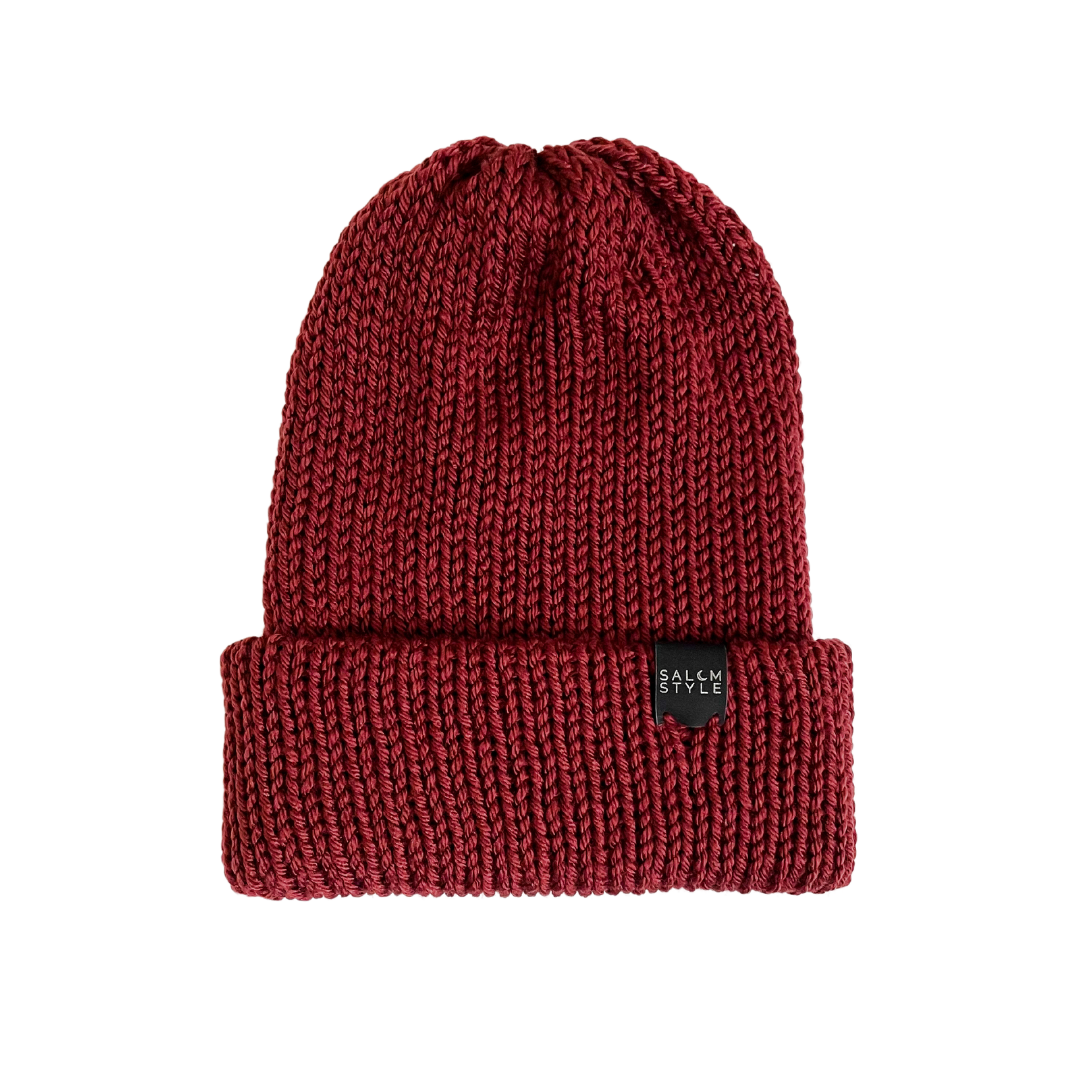 The Wharfside Knit Beanie Hat in Oxblood Red