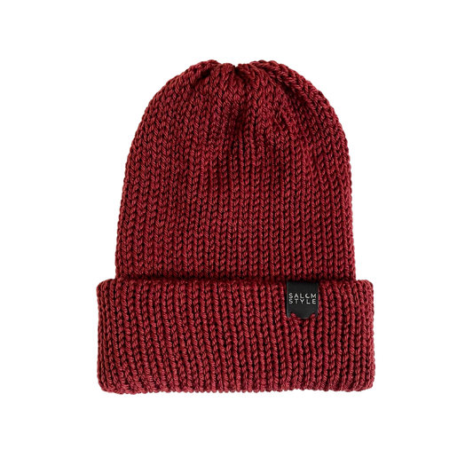 The Wharfside Knit Beanie Hat in Oxblood Red