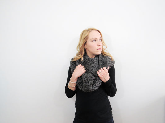 The Essex Infinity Scarf in Charcoal Gray