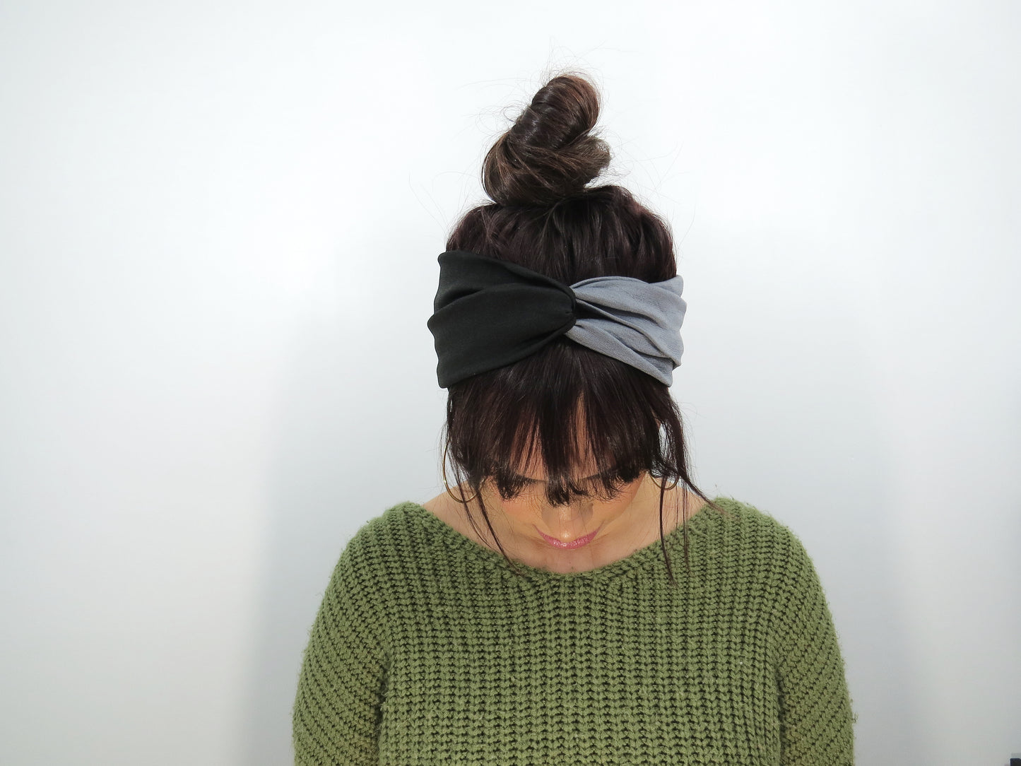 Black and Gray Jersey Twist Headband