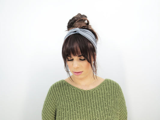 Gray Jersey Twist Headband
