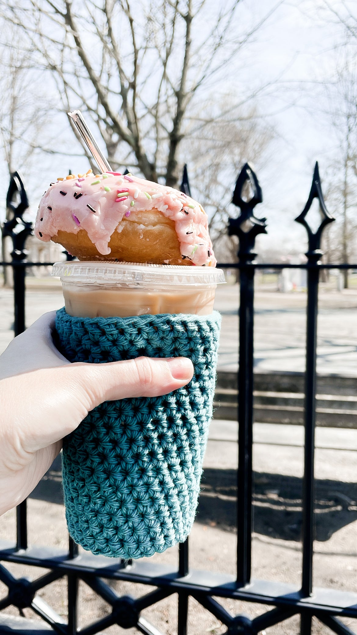 Teal Iced Coffee Cup Cozy