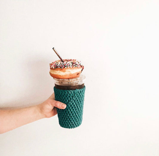 Teal Iced Coffee Cup Cozy