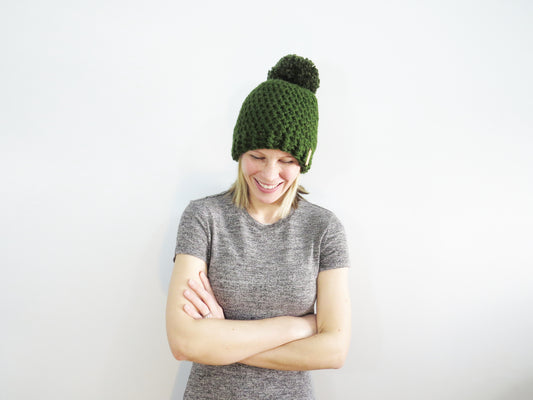 The Winter Island Pom Pom Hat in Green