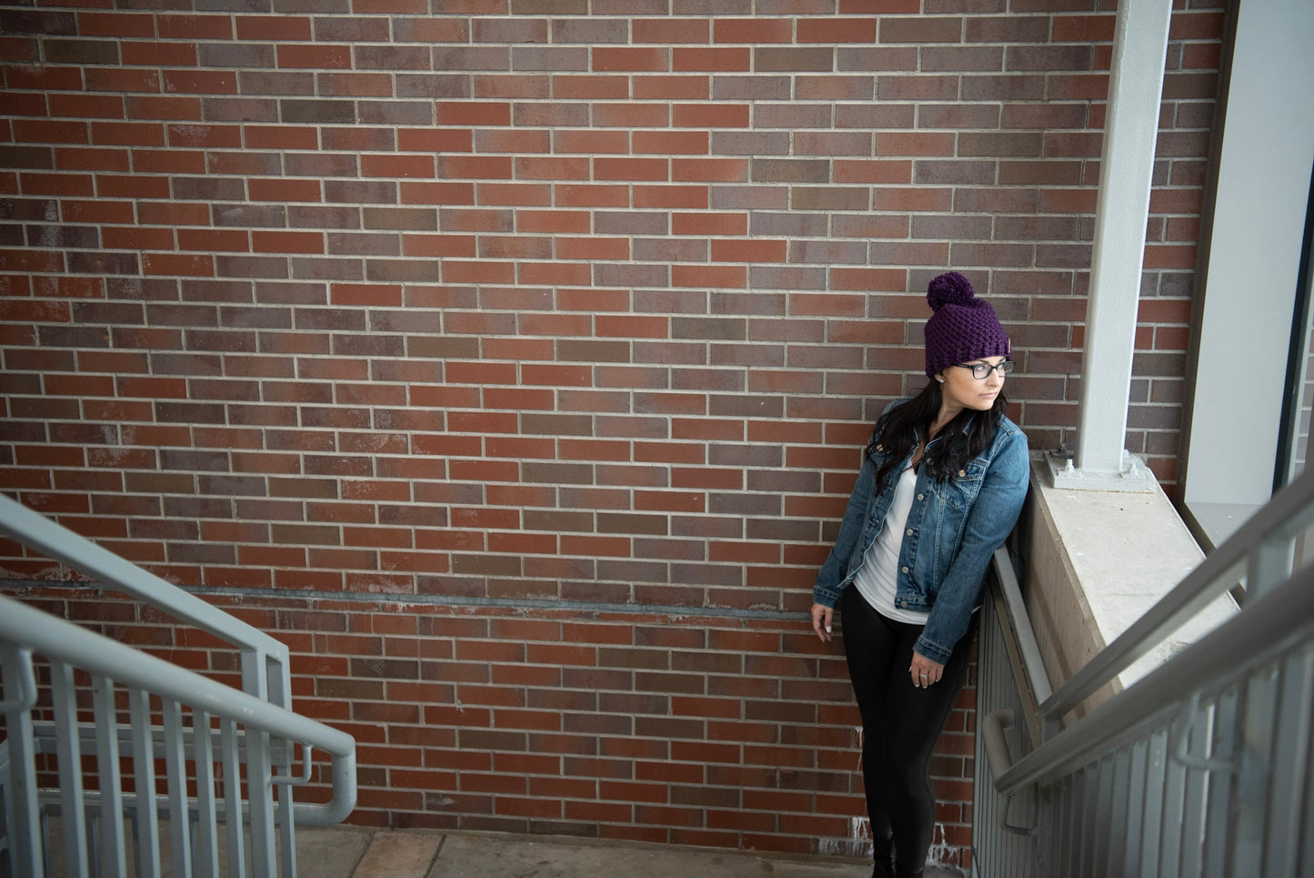 The Winter Island Pom Pom Hat in Purple