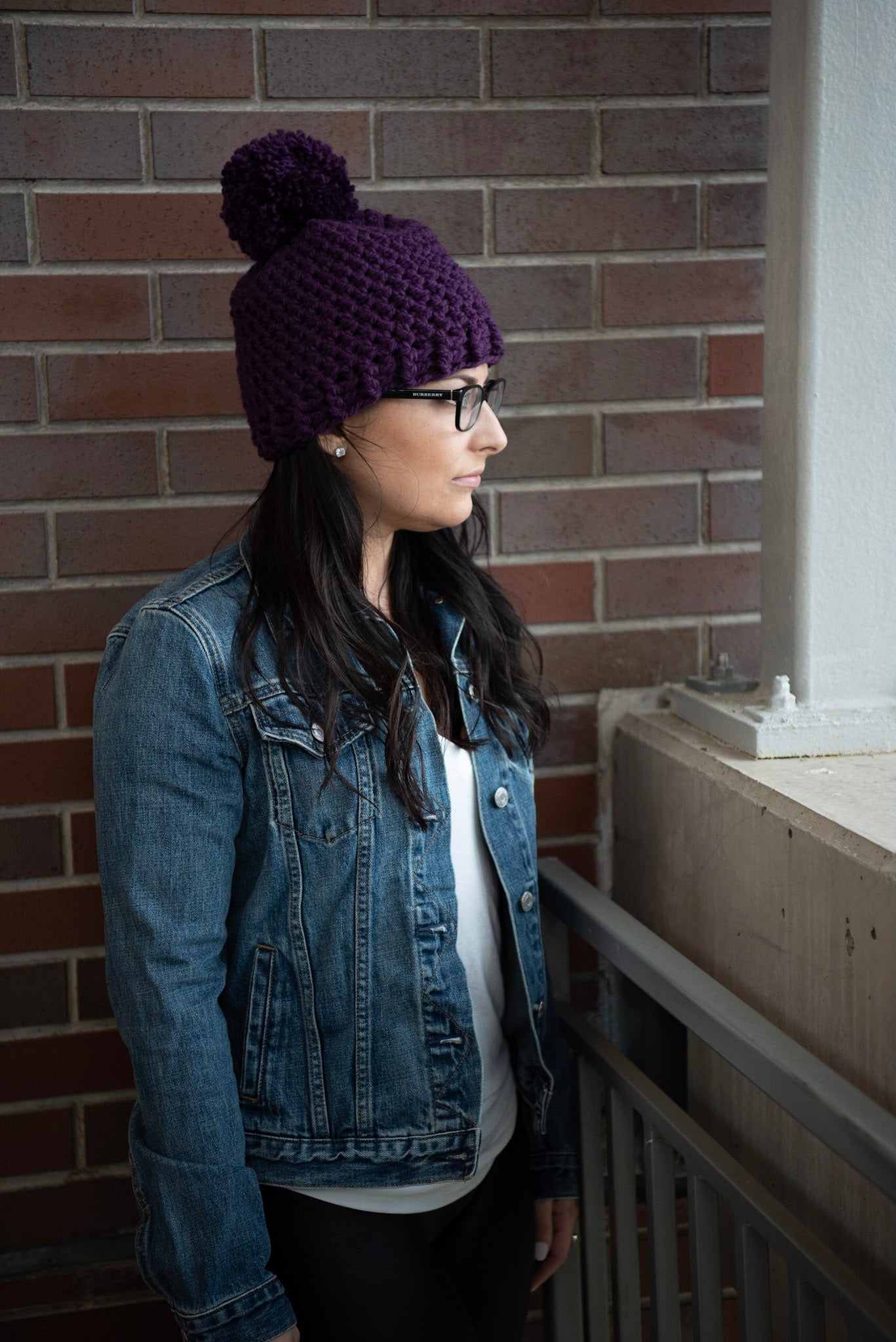 The Winter Island Pom Pom Hat in Purple