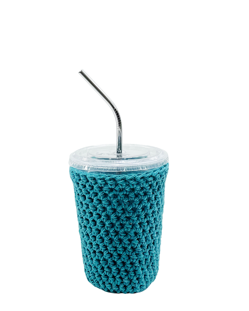 Teal Iced Coffee Cup Cozy