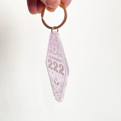 222 Angel Number Iridescent Motel Keychain