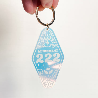 222 Angel Number Iridescent Motel Keychain