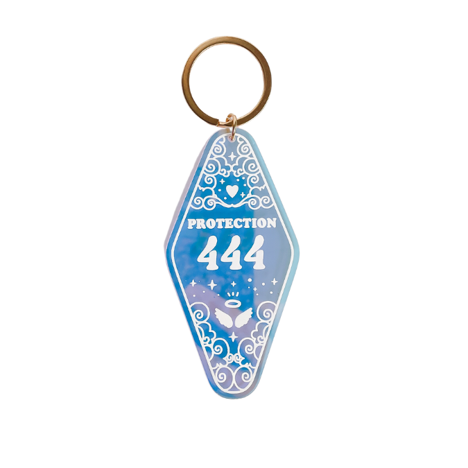 444 Angel Number Iridescent Motel Keychain