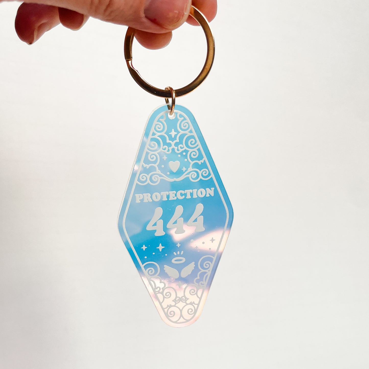 444 Angel Number Iridescent Motel Keychain