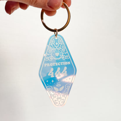 444 Angel Number Iridescent Motel Keychain