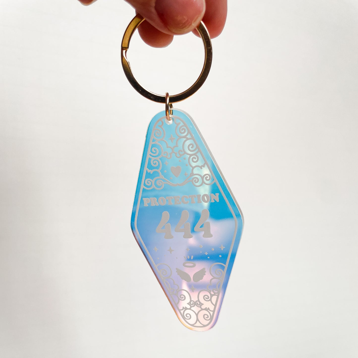 444 Angel Number Iridescent Motel Keychain