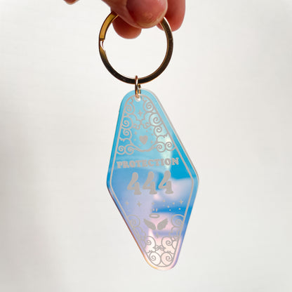 444 Angel Number Iridescent Motel Keychain