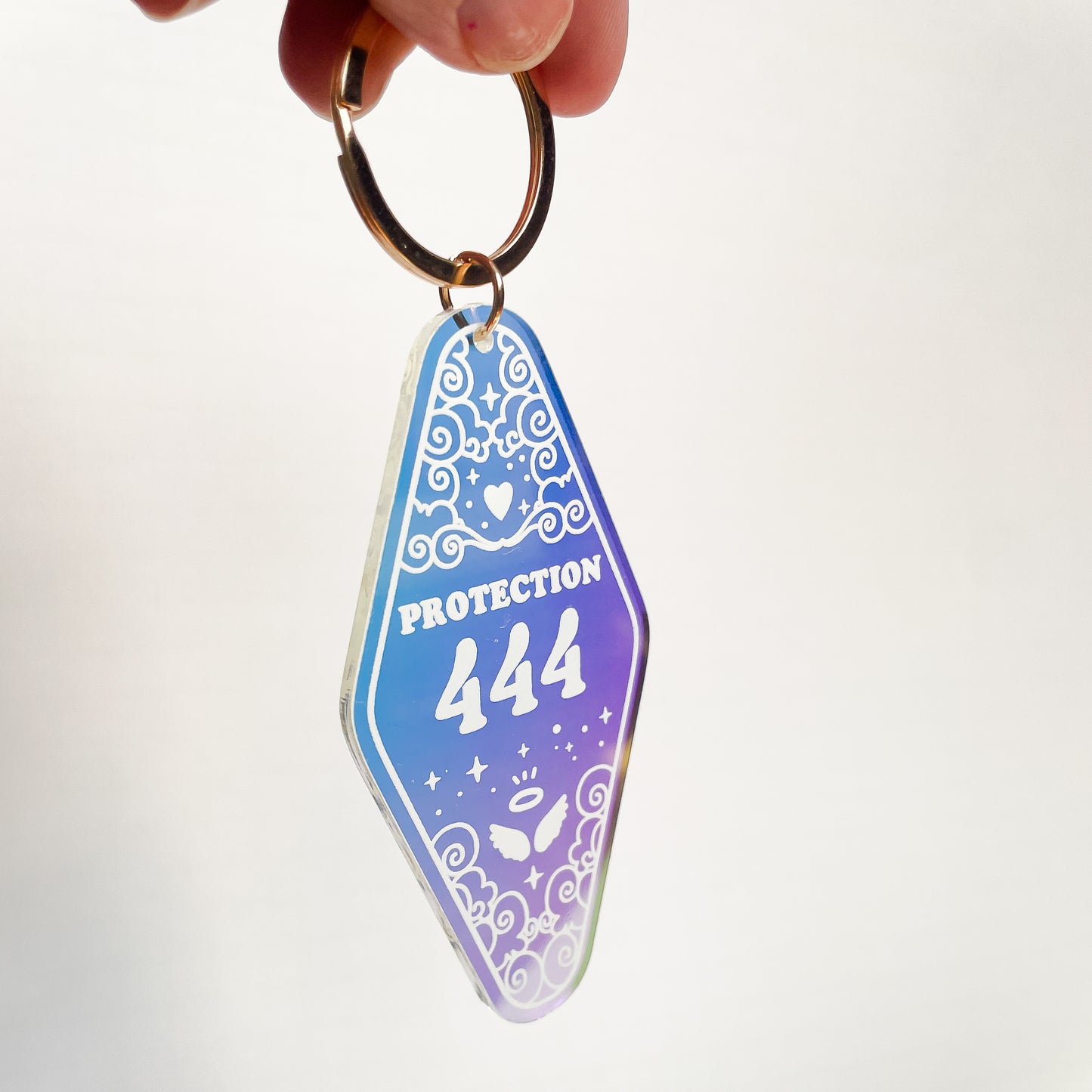 444 Angel Number Iridescent Motel Keychain