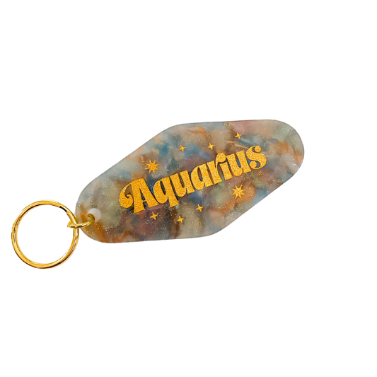 Aquarius Zodiac Motel Keychain