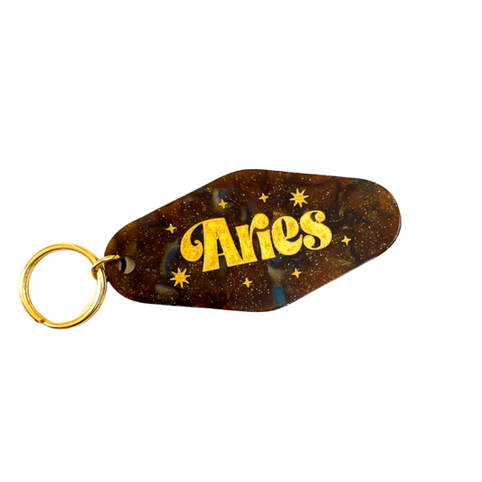 Aries Zodiac Motel Keychain