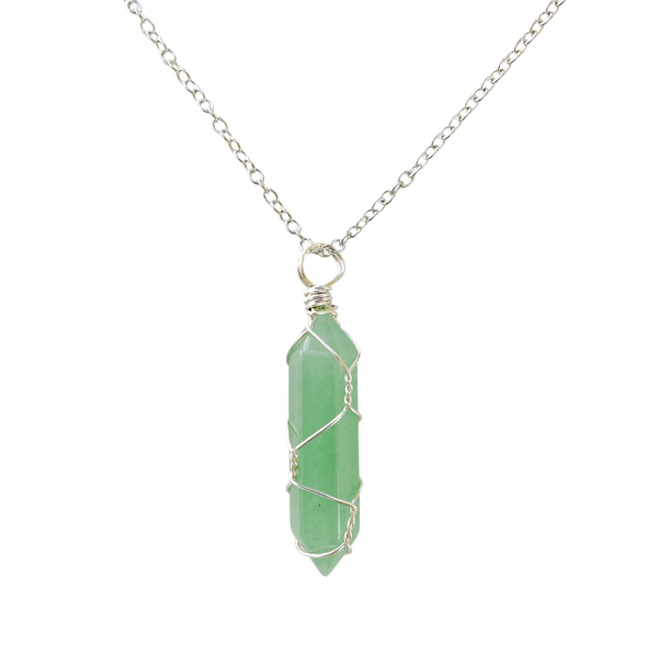 Wire wrapped offers pendant with Aventurine crystal heart, sterling silver, unique gift