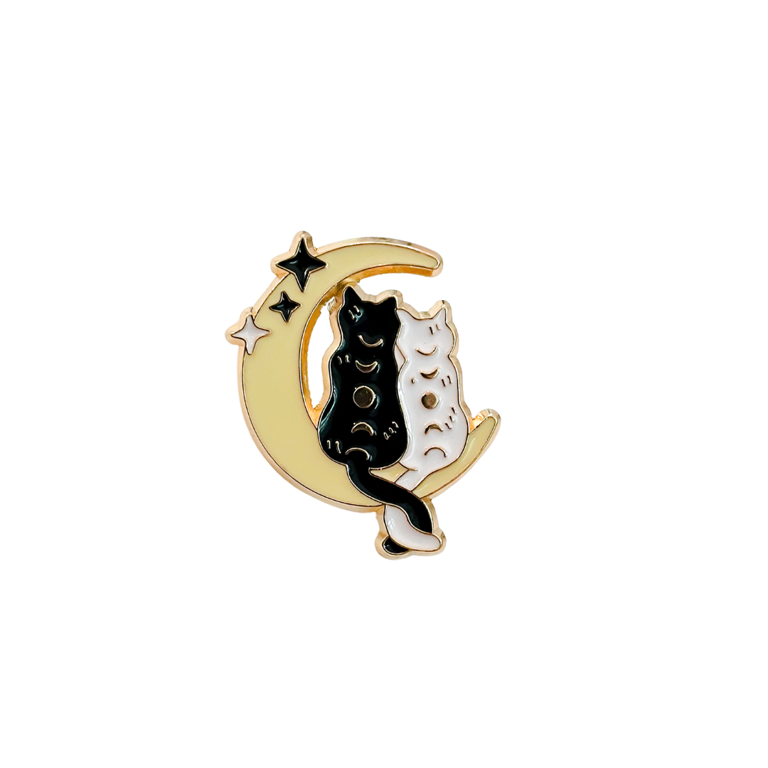 Cats on the Moon Enamel Pin