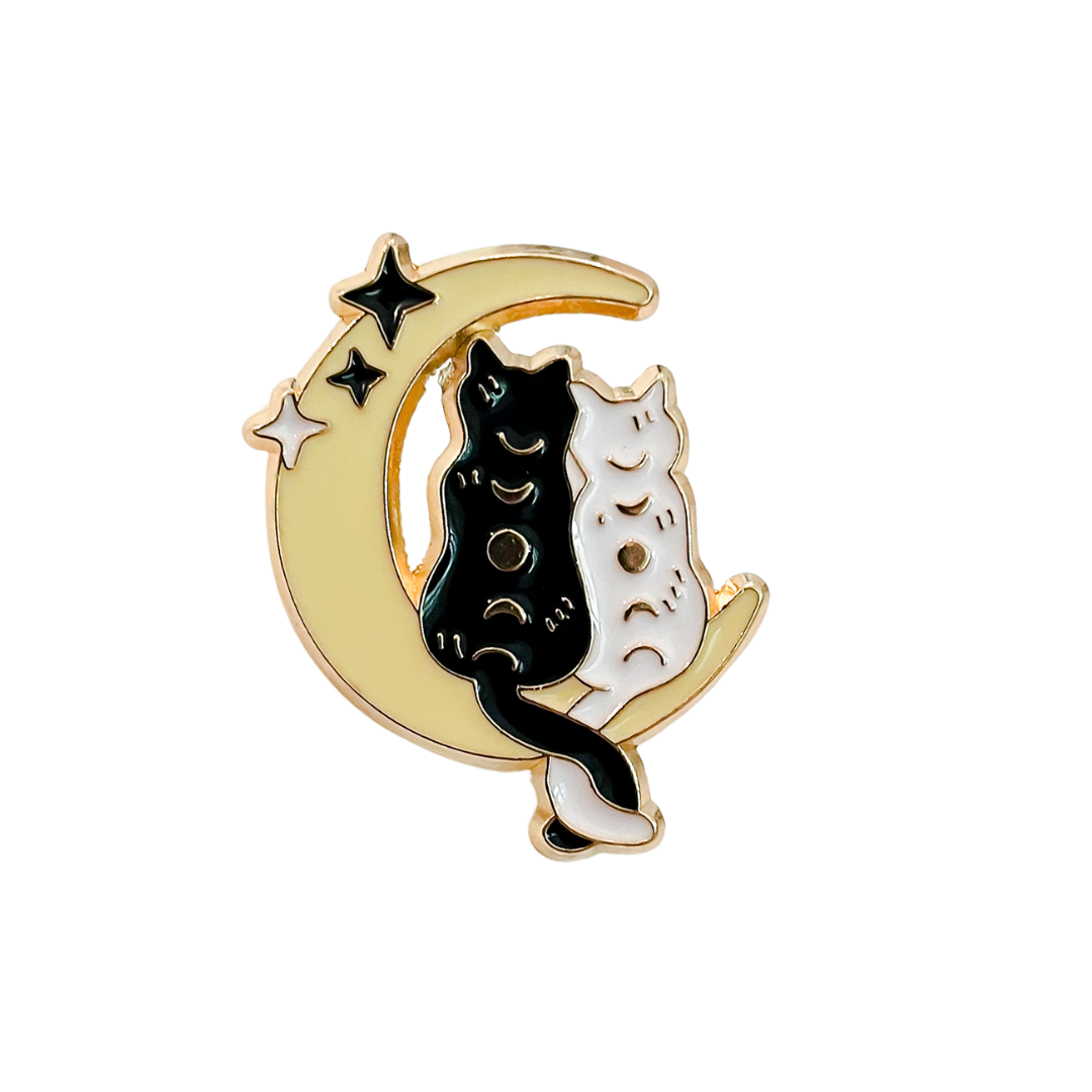 Cats on the Moon Enamel Pin