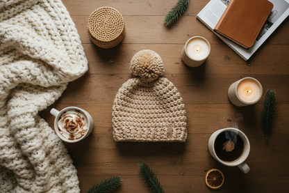 The Winter Island Pom Pom Hat in Latte