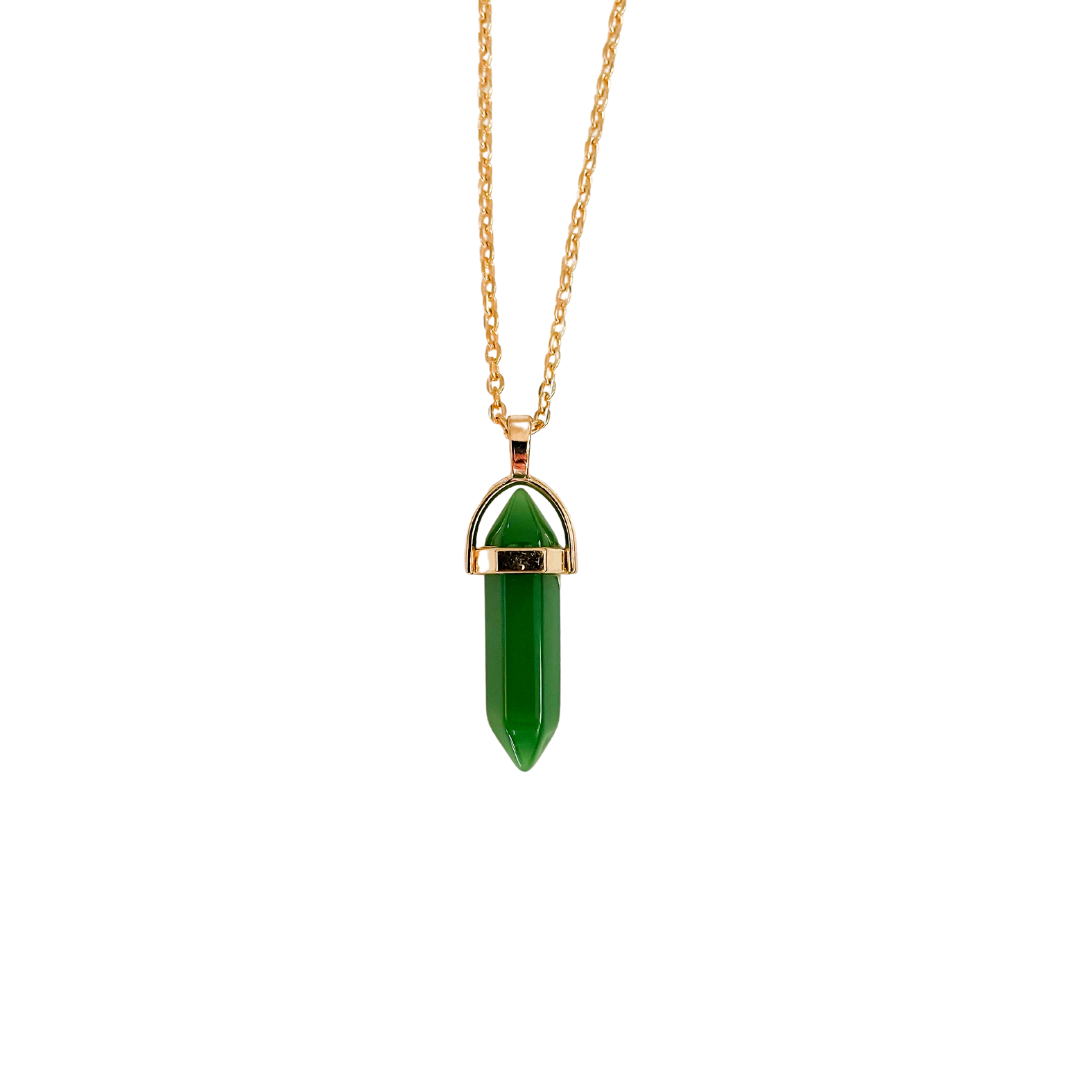 Jade Crystal Point Pendant Necklace