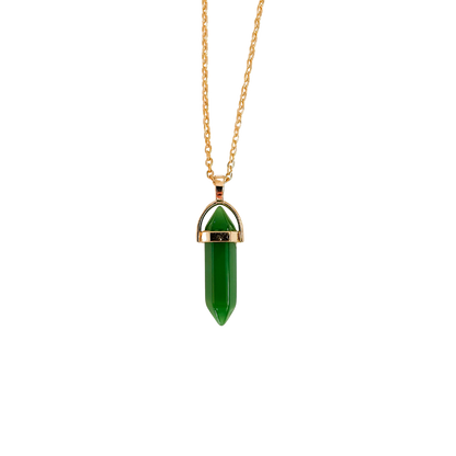 Jade Crystal Point Pendant Necklace