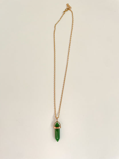 Jade Crystal Point Pendant Necklace