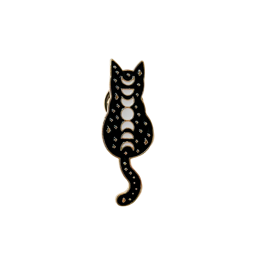 Moon Phase Cat Enamel Pin