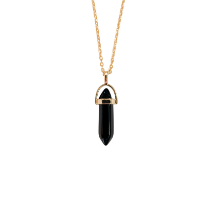 Obsidian Crystal Point Pendant Necklace