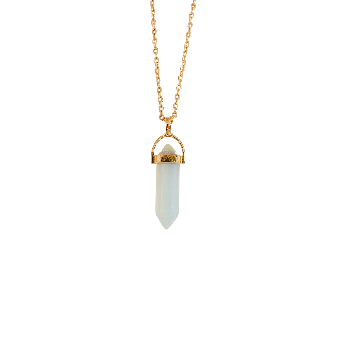 Opal Crystal Point Pendant Necklace