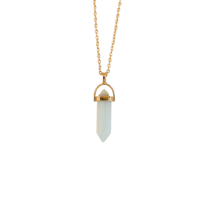 Opal Crystal Point Pendant Necklace