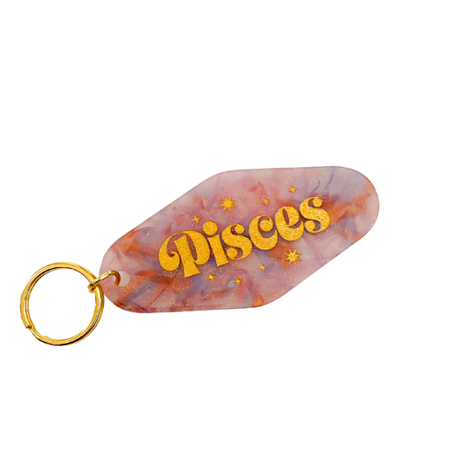 Pisces Zodiac Motel Keychain