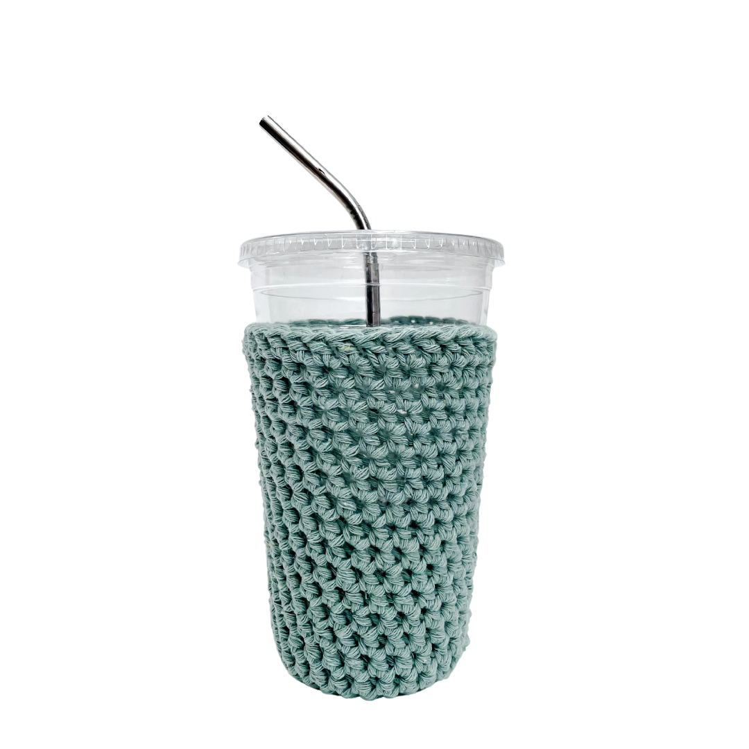 Recycled Iced Coffee Cup Cozy in Celadon Green