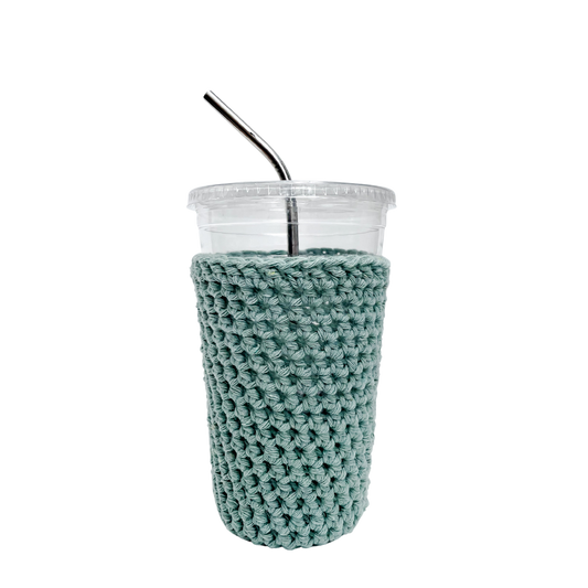 Recycled Iced Coffee Cup Cozy in Celadon Green