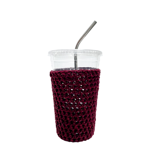 Recycled Iced Coffee Cup Cozy in Garnet Red