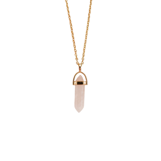 Rose Quartz Crystal Point Pendant Necklace